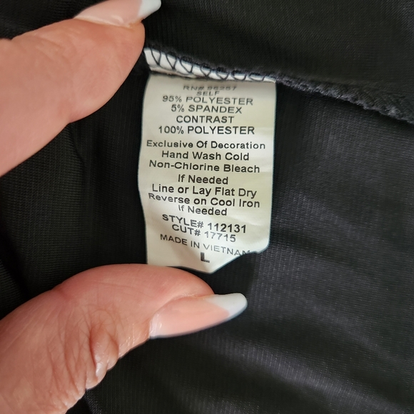 PerSeption Black Rhinestone Studded Shoulder Blouse Top π - Picture 5 of 5